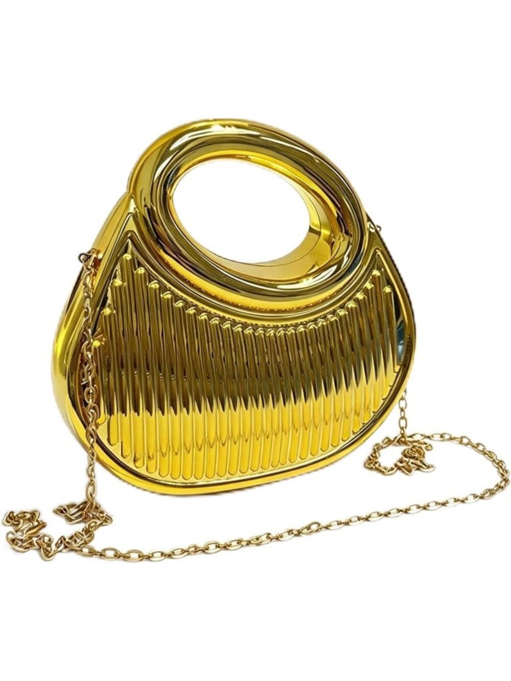 Women's Gold Acrylic Evening Clutch Small Party Cocktail Night Crossbody Bag